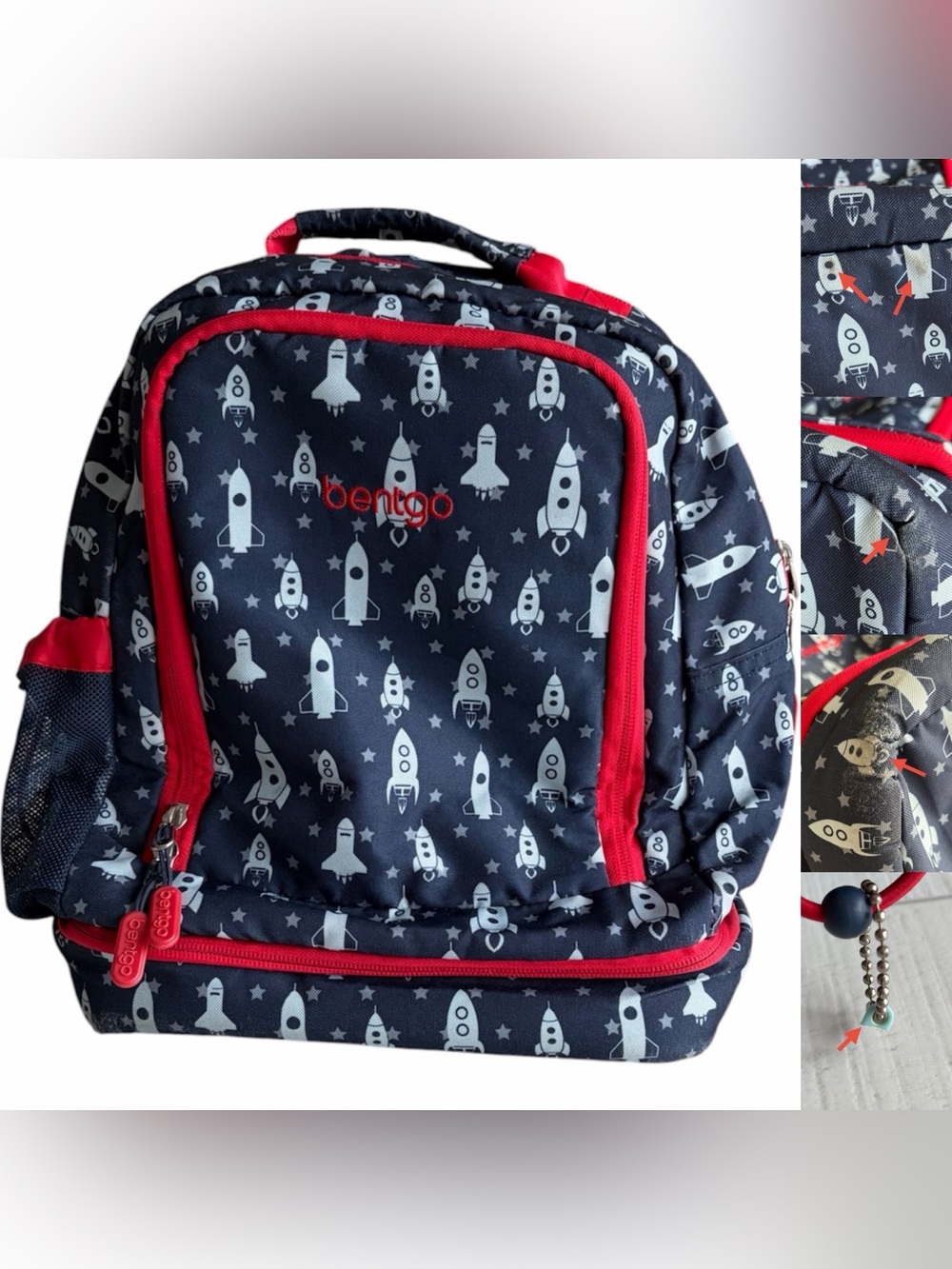 Bentgo 2-in-1 Kids Navy Rocket Print Backpack with Built-in Lunch Bag